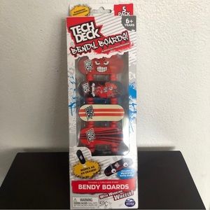 Tech Deck set of 5 red black bendy board skateboard fingerboard NIB